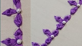 Easy Stitching  Beginner Friendly Embroidery Edge Toturial with Little Embroidery [upl. by Annairol]