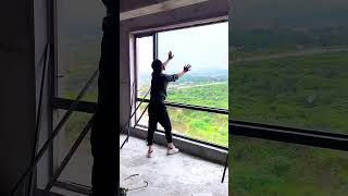 French window toughened glass installation process [upl. by Yeleak]