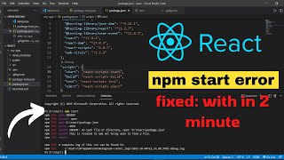 npm start not working  How to fix npm error React npm start error node js npm start in vs code [upl. by Galven]