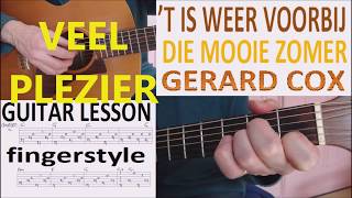 T IS WEER VOORBIJ DIE MOOIE ZOMER  GERARD COX fingerstyle GITAARLES [upl. by Cogen]