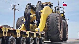 Letourneau L2350 Wheel Loader Towed by Four Mercedes Benz Trailers [upl. by Hoppe215]