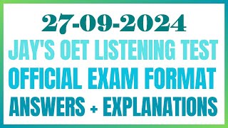 JAYS 2ND CHANNEL  OET LISTENING TEST 27092024 oet oetexam oetnursing oetlisteningtest [upl. by Enitram535]