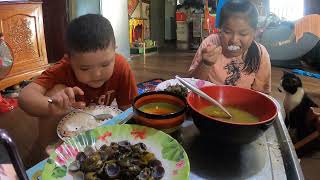 Eat shellfish with rice ​​ Funny​​ video  Eating show  Happy​ family ​​ Sub ENG [upl. by Elockcin542]