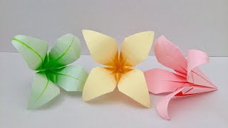 【折り紙】百合の花 Origami Lily flower [upl. by Onibla4]