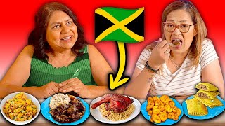 Mexican Moms Try Jamaican Food for the First Time Ackee amp Saltfish Black Cake [upl. by Auqinat626]