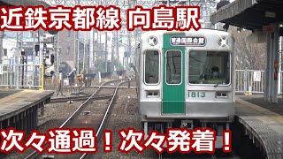 【次々通過！次々発着！】近鉄京都線 向島駅 昼間の発着動画集【19200系あをによし・12400系サニーカー・8600系・9020系・3200系・京都市地下鉄10系】 [upl. by Cod]