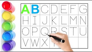 Alphabet ABC song ABCD A to Z Kids rhymes collection for writing along dotted lines for toddler [upl. by Ayoral]