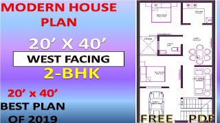 20x40 West Facing House Plan with Parking ll Vastu House plan 2bhk llघर का नक्शा 20x40ll [upl. by Neelrac535]