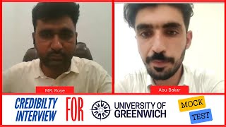 Credibility Mock Interview for University of Greenwich  Mock Interview for University Interview [upl. by Sunday]