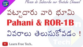 2016  How to Get Pattadar Land details Pahani and ROR 1B Details  Telugu Learn Free Tech [upl. by Nylidnarb]