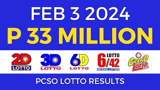 Lotto Result February 3 2024 9pm PCSO [upl. by Hernardo]