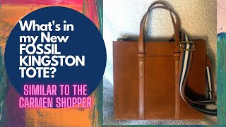 Whats in My New Suede FOSSIL KINGSTON TOTE Similar to the CARMEN SHOPPER [upl. by Brittan]