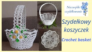 Koszyczek ze stokrotkami szydełko Basket crochet tutorial [upl. by Nahtanoy]