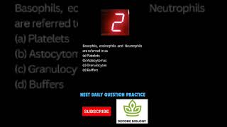 Blood cellsBlood circulatory systemneet daily practice questions [upl. by Sathrum]