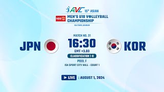 15th Asian Mens U18 Volleyball Championship01AUG2024M31  Classification 18 Pool F JPN vs KOR [upl. by Leicester912]