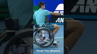 Novak Djokovic plays WHEELCHAIR tennis 👀 [upl. by Greyso]