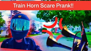 Scaring People with Air Horn on EBike Prank POV Angle  Very Fun [upl. by Adhern]