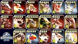 ALL MAX LEVEL 40 CENOZOIC CREATURES JURASSIC WORLD [upl. by Aible436]