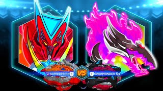 ACHILLES A4 VS SALAMANDER S4 BEYBLADE BURST APP [upl. by Ardnuasac]