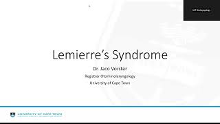 Lemierres syndrome Dr Jaco Vorster [upl. by Erodoeht830]