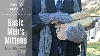 How to Crochet Basic Mens Mittens [upl. by Epotimet]