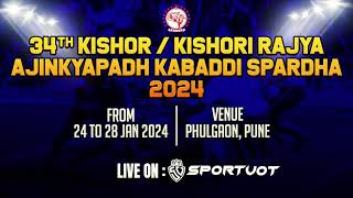 Day 4  Court 1  34th Kishor  Kishori Rajya Ajinkyapadh Kabaddi Spardha 2024 [upl. by Tronna]