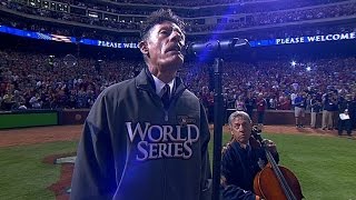 Lovett performs the national anthem before Game 4 [upl. by Enovad610]