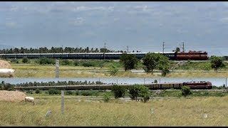 WAP4 Duronto Chases WAM4 Sapthagiri Through a Lovely Landscape  INDIAN RAILWAYS [upl. by Anihsit]