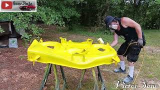 Painting the Cub Cadet 50 inch mower deck how to paint [upl. by Llirpa306]