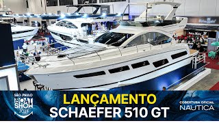 Lançamento Schaefer 510 GT com teto rígido no fly  São Paulo Boat Show 2024  NÁUTICA [upl. by Nnahgiel]