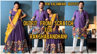 Matching Outfits from Scratch for Rakshabandhan  Pen Kalamkari fabrics lehengas Swathi Fabrics [upl. by Mourant]