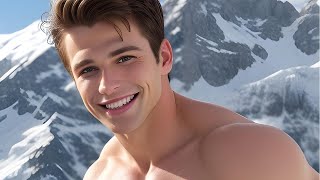 Male Model Photoshoot on Alpine Vacation Ski Slope 4K AI Men Lookbook Model Video [upl. by Mast]