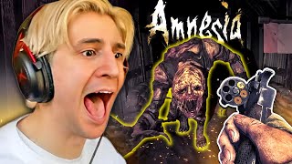 THIS GAME IS TERRIFYING  xQc Plays Amnesia The Bunker [upl. by Ardyth]