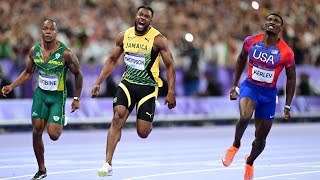 ParisMinute Jamaica ends major global medal drought in the mens 100m [upl. by Lledo]