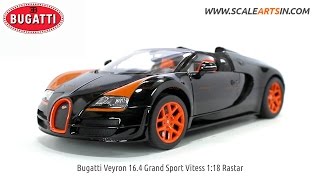 Bugatti Veyron 164 Grand Sport Vitess 118 Rastar black diecast scale model car scaleartsin [upl. by Eirod]