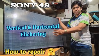 How to repair led tv with horizontal amp vertical line flicker  Sony KD49X7007G [upl. by Ailahs]