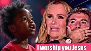 incredible 8YearOld singing worship song on agt stage goodness of God [upl. by Boggers641]