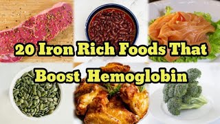 ✅Top 20 Iron Rich Foods That Increase Hemoglobin Levels Quickly [upl. by Tips]