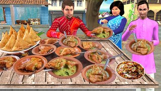 Curry Samosa Recipe Street Food Spicy Curry Samosa Hindi Kahani Hindi Moral Stories New Comedy Video [upl. by Greyso]