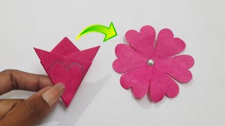 How To Make Paper Flower Easy  Paper Flower Making Idea  New Design Paper Flower [upl. by Enelhtac]