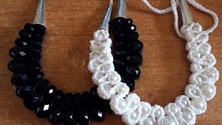 Collana perle e Crochet  tutorial uncinetto bijoux [upl. by Okim]