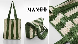 MANGO BRAND KNITTED BAG MAKING BEACH BAG RECIPE [upl. by Naillik]