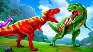 Zombie TRex Alert Super Dinosaur Fights Zombie Trex to Save Dinosaurs Jurassic World Cartoons [upl. by Nylg]