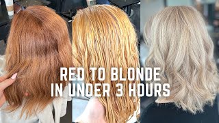 Hair transformation red to blonde in under 3 hours  color correction tutorial [upl. by Nerad]