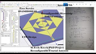 Reconfigurable Microstrip Fractal Antenna Design with line feeding in Ansys Hfss [upl. by Ahsema]