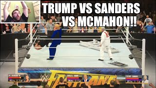 TRUMP VS SANDERS VS MCMAHON PRIMARY PAIN WWE 2K16 Wrestling Triple Threat Match [upl. by Markiv]