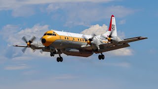 Very Rare Air Spray Lockheed L188C Electra Arriving at Kamloops Airport [upl. by Hogarth]