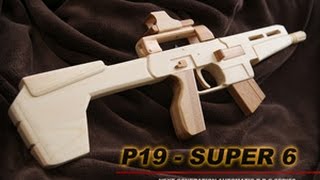 ゴム銃 サブマシンガン6連発  P19  SUPER 6 rubber band gun [upl. by Meit680]