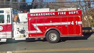 Village of Mamaroneck E41 U9 arriving with a Mutual Aid Ambulance from AMR E42 amp 36 seen on scene [upl. by Lebiram]