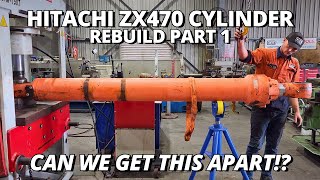 Its STUCK Can We Get This BIG Cylinder Apart  Hitachi ZX470 Cylinder Rebuild  Part 1 [upl. by Annavoig]